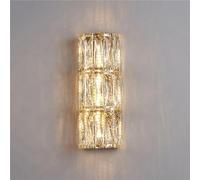 Modern Dimmable Crystal Wall Sconce with 4 Lights, Luxury Gold Linear Wall Lamp Over Bathroom Vanity Mirror, Long Indoor Wall Mounted Lighting Fixture for Bedroom, Living Room, Hallway, Bedside Decor(