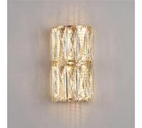 Modern Dimmable Crystal Wall Sconce with 4 Lights, Luxury Gold Linear Wall Lamp Over Bathroom Vanity Mirror, Long Indoor Wall Mounted Lighting Fixture for Bedroom, Living Room, Hallway, Bedside Decor(