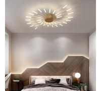 Modern Dimmable LED Ceiling Light - 42 Heads Recessed Chandelier with Acrylic Lampshade for Dining Room Bedroom Living Room 3000-6000K Fireworks Design (Gold Finish)