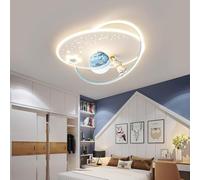 Modern Dimmable LED Ceiling Light - Remote-Controlled Children's Pendant Lamp with Moon & Astronaut Design, Suitable for Bedroom, Children's Room, Kitchen & Dining Room