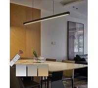 Modern Dimmable LED Pendant Lamp with Remote Control Adjustable Height Linear Design for Dining Room and Office Stylish Hanging Light Fixture (L100cm)