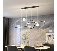 Modern Dimmable LED Pendant Lamp With Remote Control for Living Room, Dining Table, Bedroom, Kitchen, Office (Black, L100cm)