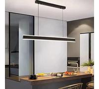 Modern Dimmable LED Pendant Light for Dining Room Linear Design Hanging Lamp with Remote Creative Black Chandelier for Kitchen/Living Room 100cm Length