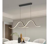 Modern Dimmable LED Pendant Light with Remote Control 40W Linear Chandelier for Dining Room Kitchen Office & Living Room - Elegant Black Design