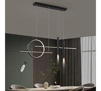 Modern Dimmable LED with Remote Control Adjustable Height Ceiling Chandeliers for Kitchen Island Dining Table Restaurant and Living Room Black 30W L100cm