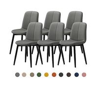 Modern Dining Chair Set 2/4/6 - Mid-Century Faux Leather Upholstered Seat (4cm) - Steel Legs - Stylish Kitchen & Dining Room Furniture - Durable & Comfortable