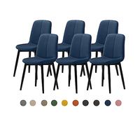 Modern Dining Chair Set 2/4/6 - Mid-Century Faux Leather Upholstered Seat (4cm) - Steel Legs - Stylish Kitchen & Dining Room Furniture - Durable & Comfortable