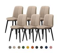 Modern Dining Chair Set 2/4/6 - Mid-Century Faux Leather Upholstered Seat (4cm) - Steel Legs - Stylish Kitchen & Dining Room Furniture - Durable & Comfortable