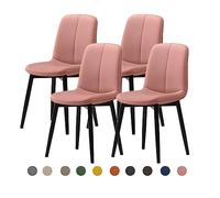 Modern Dining Chair Set 2/4/6 - Mid-Century Faux Leather Upholstered Seat (4cm) - Steel Legs - Stylish Kitchen & Dining Room Furniture - Durable & Comfortable