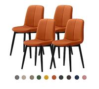 Modern Dining Chair Set 2/4/6 - Mid-Century Faux Leather Upholstered Seat (4cm) - Steel Legs - Stylish Kitchen & Dining Room Furniture - Durable & Comfortable