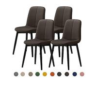 Modern Dining Chair Set 2/4/6 - Mid-Century Faux Leather Upholstered Seat (4cm) - Steel Legs - Stylish Kitchen & Dining Room Furniture - Durable & Comfortable
