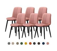 Modern Dining Chair Set 2/4/6 - Mid-Century Faux Leather Upholstered Seat (4cm) - Steel Legs - Stylish Kitchen & Dining Room Furniture - Durable & Comfortable