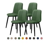 Modern Dining Chair Set 2/4/6 - Mid-Century Faux Leather Upholstered Seat (4cm) - Steel Legs - Stylish Kitchen & Dining Room Furniture - Durable & Comfortable