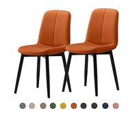 Modern Dining Chair Set 2/4/6 - Mid-Century Faux Leather Upholstered Seat (4cm) - Steel Legs - Stylish Kitchen & Dining Room Furniture - Durable & Comfortable