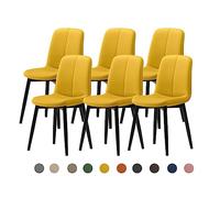 Modern Dining Chair Set 2/4/6 - Mid-Century Faux Leather Upholstered Seat (4cm) - Steel Legs - Stylish Kitchen & Dining Room Furniture - Durable & Comfortable