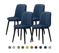 Modern Dining Chair Set 2/4/6 - Mid-Century Faux Leather Upholstered Seat (4cm) - Steel Legs - Stylish Kitchen & Dining Room Furniture - Durable & Comfortable