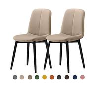 Modern Dining Chair Set 2/4/6 - Mid-Century Faux Leather Upholstered Seat (4cm) - Steel Legs - Stylish Kitchen & Dining Room Furniture - Durable & Comfortable