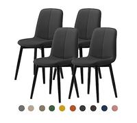 Modern Dining Chair Set 2/4/6 - Mid-Century Faux Leather Upholstered Seat (4cm) - Steel Legs - Stylish Kitchen & Dining Room Furniture - Durable & Comfortable