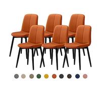 Modern Dining Chair Set 2/4/6 - Mid-Century Faux Leather Upholstered Seat (4cm) - Steel Legs - Stylish Kitchen & Dining Room Furniture - Durable & Comfortable