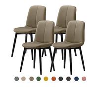 Modern Dining Chair Set 2/4/6 - Mid-Century Faux Leather Upholstered Seat (4cm) - Steel Legs - Stylish Kitchen & Dining Room Furniture - Durable & Comfortable