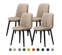 Modern Dining Chair Set 2/4/6 - Mid-Century Faux Leather Upholstered Seat (4cm) - Steel Legs - Stylish Kitchen & Dining Room Furniture - Durable & Comfortable
