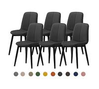 Modern Dining Chair Set 2/4/6 - Mid-Century Faux Leather Upholstered Seat (4cm) - Steel Legs - Stylish Kitchen & Dining Room Furniture - Durable & Comfortable