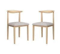 Modern Dining Chair Set, 2pcs Cotton & Linen Cushioned Seat, Waterproof Surface, Metal Legs, Stylish for Dining Room, Living Room, Bedroom, Kitchen - Wood & Gray