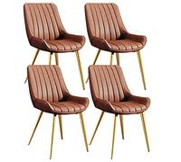 Modern Dining Chair Set of 4 for Kitchen & Living Room Soft Faux Leather Cover Cushioned Seat Metal Legs Stylish Furniture for Home Decor