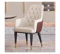 Modern Dining Chair Upholstered AntiScratch Armrests Ideal for Leisure Faux Leather Seat Metal Legs Cream ColorStylish & Durable.