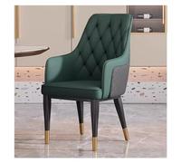 Modern Dining Chair Upholstered with ScratchResistant Armrests Ideal for Leisure Faux Leather Seat Metal Legs (Green)