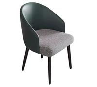 Modern Dining Chair with Armrests, Dark Green Cotton Upholstery, Metal Legs, Versatile for Living Room, Bedroom, Kitchen - Stylish and Comfortable Furniture