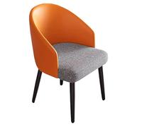 Modern Dining Chair with Armrests, Kitchen Chairs with Metal Legs, Upholstered in Orange Cotton, Perfect for Living Room, Bedroom, and Kitchen Furniture