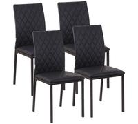 Modern Dining Chairs Faux Leather Accent Chairs for Kitchen, Set of 4, Black