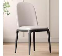 Modern Dining Chairs for Kitchen Upholstered Faux Leather with Sturdy Metal Legs N Size (Black Legs Light Gray Color) Stylish & Durable Furniture