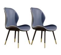 Modern Dining Chairs Glam Leather Dining Chairs without Arms Scandinavian Style with Matte Finish Set of 2 Dark Blue Kitchen Furniture with Backrest