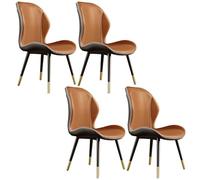 Modern Dining Chairs Scandinavian Style Leather Dining Chairs without Arms Set of 4 Matte Finish Dark Brown Stylish Kitchen & Dining Room Furniture with Backrest