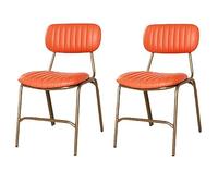 Modern Dining Chairs Set, Industrial Metal Dining Room Chairs, Armless Leather Kitchen Chairs with Open Back, Stylish Home Furniture for Dining Spaces