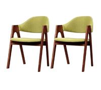 Modern Dining Chairs Set of 2 Upholstered Accent Chairs with Matte FinishNatural Wood Design for Kitchen or Milk Tea Shop GreenWood B