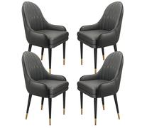 Modern Dining Chairs Set of 4 - Black & Cement Grey Microfiber Leather Upholstered Chairs for Kitchen Bedroom Living Room Balcony Makeup Dressing Table