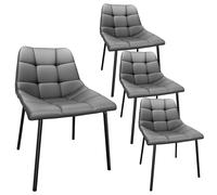 Modern Dining Chairs Set of 4 High Back Scandinavian Style Stable Metal Legs Faux Leather Kitchen Chairs for Living Room and Dining Room