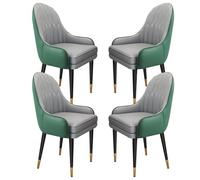 Modern Dining Chairs Set of 4 Microfiber Leather Upholstered Sofa Chairs for Bedroom Balcony Makeup Table - Dark Green & Light Grey