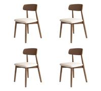 Modern Dining Chairs Set of 4 Solid Wood Easy Care Dining Room Chairs with Backrest Light Walnut & White Finish Perfect for Home & Kitchen Decor