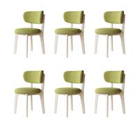 Modern Dining Chairs Set of 6 - Classic Cotton Linen Upholstered, Removable & Washable Covers, Cream White & Grass Green, Perfect for Kitchen & Restaurant Use