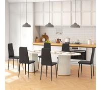 Modern Dining Chairs Set of 6, Faux Leather Upholstered Kitchen Chairs HOMCOM Black One Size