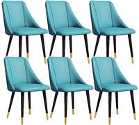 Modern Dining Chairs Set Of 6 Kitchen Living Room Side with Soft Pu Leather Cover Cushion Seat and Carbon Steel Legs Lounge chairs (Color : Beige, Size Black (Blue Black gold feet)