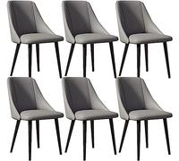 Modern Dining Chairs Set Of 6 Kitchen Living Room Side with Soft Pu Leather Cover Cushion Seat and Carbon Steel Legs Lounge chairs (Color : Beige, Size Black (Grey Black feet)
