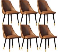 Modern Dining Chairs Set Of 6 Kitchen Living Room Side with Soft Pu Leather Cover Cushion Seat and Carbon Steel Legs Lounge chairs (Color : Beige, Size Black (Brown Black gold feet