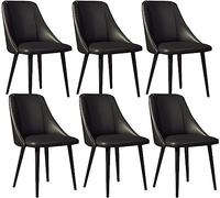 Modern Dining Chairs Set Of 6 Kitchen Living Room Side with Soft Pu Leather Cover Cushion Seat and Carbon Steel Legs Lounge chairs (Color : Beige, Size Black (Yellow Black gold fee
