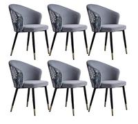 Modern Dining Chairs Set of 6, Velvet Seat with Embroidered Backrest, Metal Legs, Stylish Kitchen and Living Room Furniture, Ideal for Bedroom and Dressing Areas