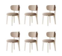 Modern Dining Chairs Set of 6Upholstered Cotton & Linen Removable Washable Covers Cream White & Khaki Stylish Wooden Frame for Kitchen & Restaurant Use